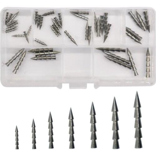 45Pcs/Box Fishing Tungsten Nail Weights Sinker Pagoda Sinker Wacky Bullet Flipping Sinker Worm Insert Fishing Weight