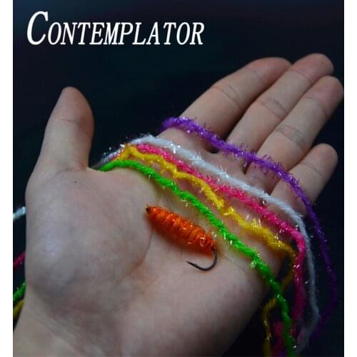 CONTEMPLATOR 10color 12yards flash crystal line streamer&bonefish flies sparkling chenille thread wooly worms fly tying material