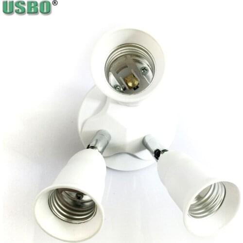 Universal White PBT E26 E27 E40 to 3E27 360 Degree Rotation 180 Degree Elbow LED Light Conversion Lamphead Lamp holder