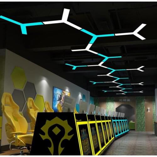 Led Y-shaped office chandelier creative black and white hanging lamp For gym net cafe dance room Light Fixtures