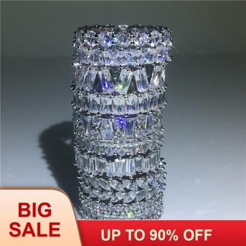 9 Styles Handmade Finger ring AAAAA Cz Sona Stone Silver color Engagement wedding band ring for women men Finger Jewelry