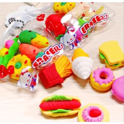1 Pack Cute Different shapes of Pistol Fruits vegetables Cuisine Shape Rubber Eraser Student Learning Stationery for Child Cr