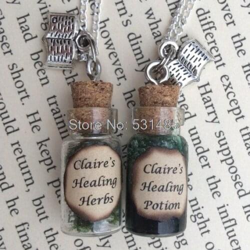 12pcs/lot Claries Healing Herbs Healing Potion Bottle Necklace Pendant inspired by Outlander
