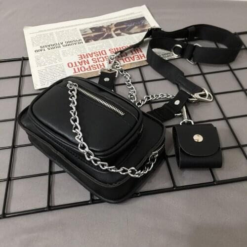 2021 2pcs Black Shoulder Bag Women PU Leather Crossbody Bag Casual Baguette Bags Female Designer Handbag Fashion Girls Purse