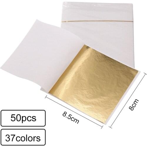 37 Colors Arts Crafts Design Paper Gilding Imitation Gold Sliver Copper Foil Papers DIY Craft Decor Leaf Leaves Sheets 8x8.5cm