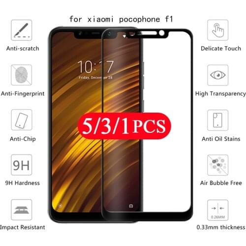 5/3/1Pcs on glass for xiaomi Poco X2 M2 F2 pro C3 X3 mi play Pocophone F1 tempered glass phone screen protector protective film