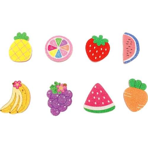 6 Pcs Felt Fruit Appliques Strawberry Watermelon Banana fabric pad for Scrapbooking Wedding Decors Garments Hair Clip Access