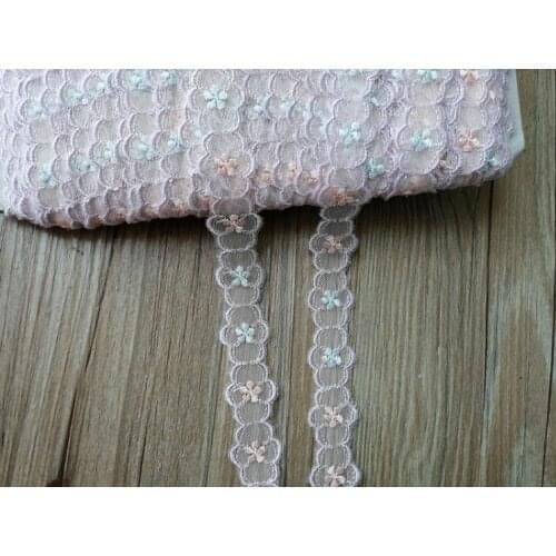 5 Yards/lot 2.5CM Width Handmade DIY Clothing Accessories Pink Blue Embroidery Lace Fabric Lace Trim