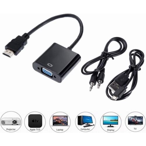 Antoksky HDMI to VGA Adapter Male To Famale Converter Adapter 1080P Digital to Analog Video Audio For PC Laptop Tablet