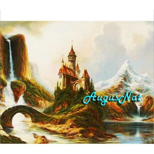 Mountain diamond painting full round castle crystal beads poster painting with diamonds scenery wall art mosaic embroidery kit