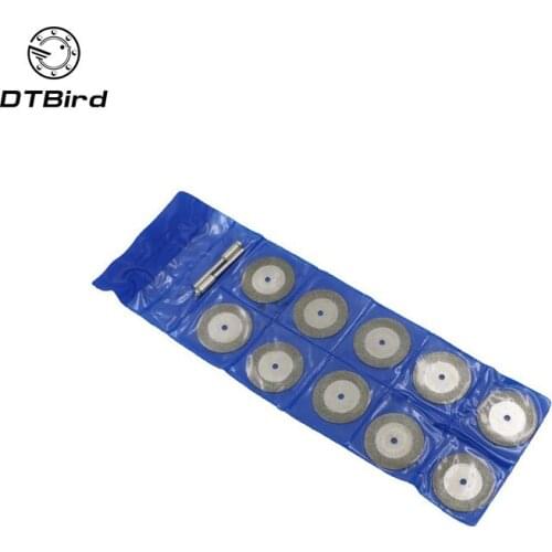 10pcs/set 30mm Mini Diamond Saw Blade Silver Cutting Discs with 2X Connecting Shank For Dremel Drill Fit Rotary Tool