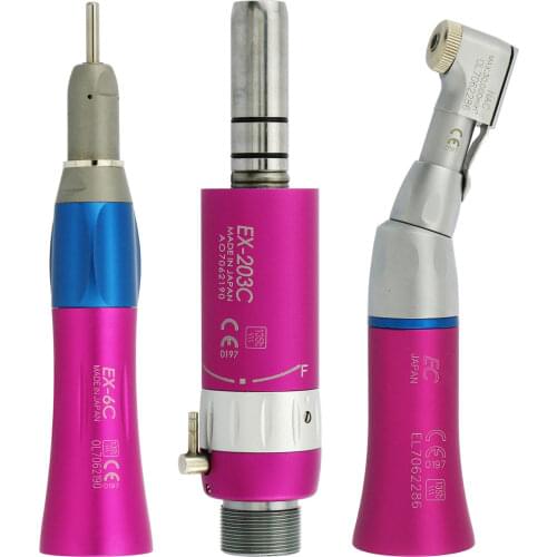 B2 M4 Dental Low Speed Handpiece Kit Air Turbine Straight Contra Angle Micro Motor Extral Water Spray Dentista Tools Equipment