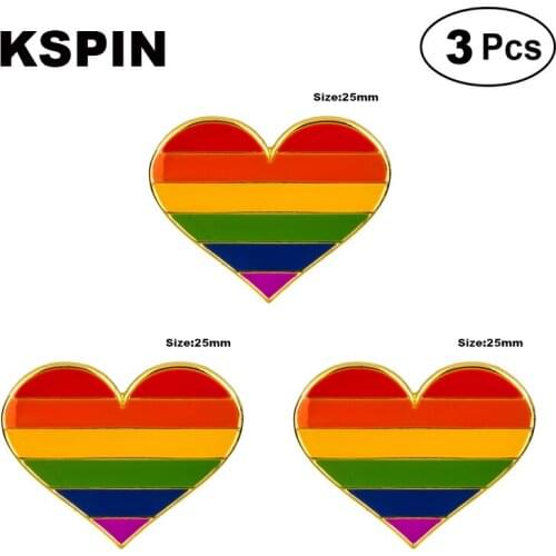 Rainbow Heart Shape Lapel Pin Brooches Pins Flag badge Brooch Badges