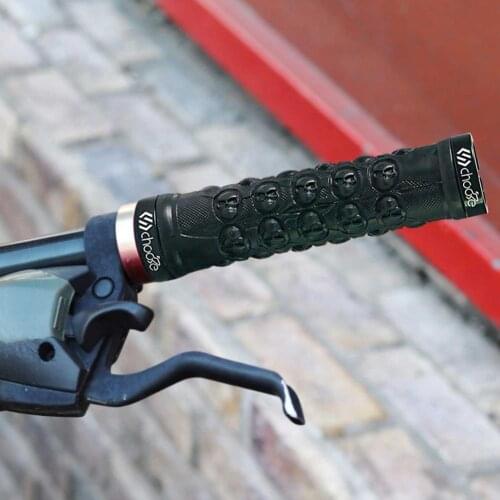 Bike Handlebar Grip Cover Skeleton Head MTB Handle Bar Grips Anti-slip Handle Grip Lock Bar End For Cycling Bike Accessories