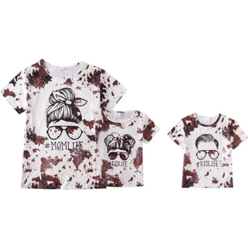 Girlymax Summer Baby Girls Boys Mommy &me Raglans Boutique Cotton Top Shirts Children Clothes Short Sleeve Kidswear Tie Dye Cow