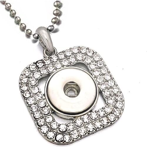 Hot Sale Square 157 Rhinestone Snaps Button Necklace Pendant Necklace Fit 18mm Buttons For Women Charm Jewelry Gift