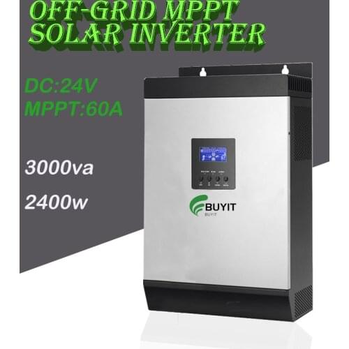 3000va Solar Inverter 24V Hybrid Inverter Pure Sine Wave Built-in 60A MPPT Solar Charge Controller Battery for home use