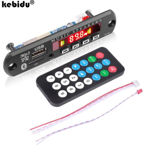 Kebidu Bluetooth 5.0 Car Kit MP3 WMA Decoder Board 5V 12V Wireless MP3 Player Audio USB TF FM Radio Module With Remote Control