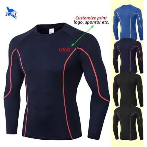 Customize Print Compression Running Shirt Men Elastic Jersey Fitness Sport Tshirt Gym Long Sleeve T Shirt Sportswear Rashguard