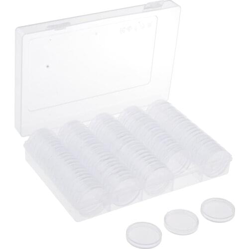 Coins Storage Box Holder For Certified Coin With 100pcs Round Capsules