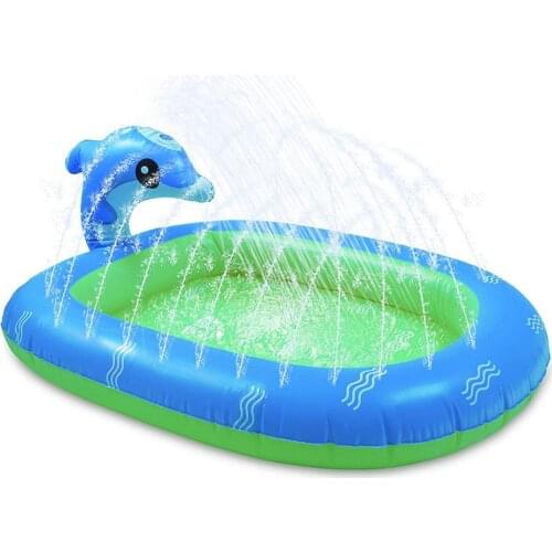 3in1 Summer Sprinkler Water Toy Inflatable Dolphin Style Lawn Beach Backyard Outdoor Fun Sports Splash Inflatable Pool