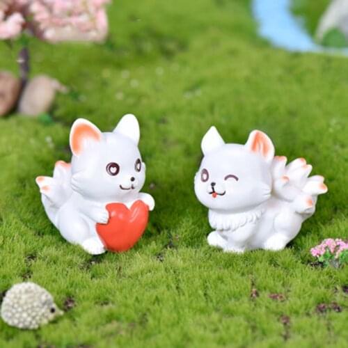 ZOCDOU 1 Piece Cute Animal Nine-tailed Fox Small Statue Little Figurine Crafts Figure Ornament Miniatures