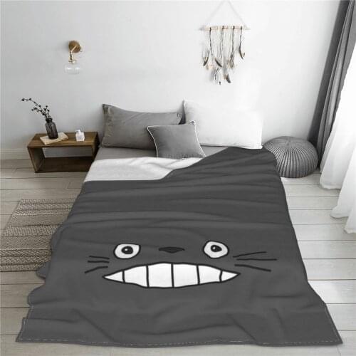 Soft warm flannel Totoros Lovely Cat blanket Anime Manga Chibi blankets for airplane travel Bedspread Wrap