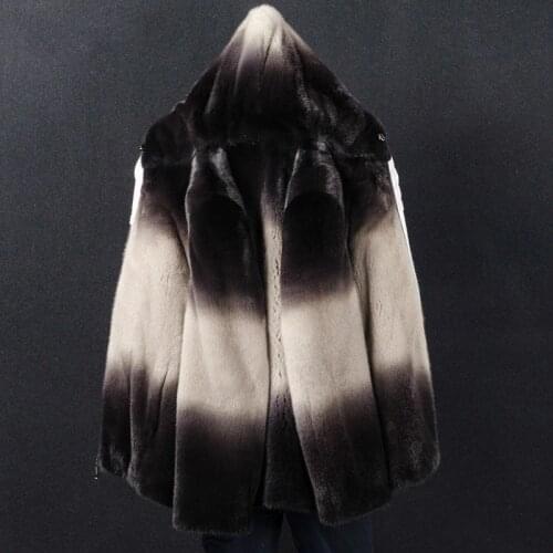 2020 New Real Fur Coat Men Winter Natural Mink Fur Jacket Hooded Warm Luxury Mens Mink Jackets Overcoat 17003J-2 KJ3457