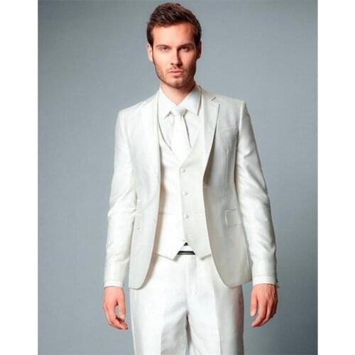 New Men’s Suit Smolking Noivo Terno Slim Fit Easculino Evening Suits For Men Ivory Groom Tuxedos Groomsmen Prom Bridegroom (Jack