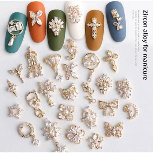 New pattern 2 pieces nail art butterfly ornament flash nails zircon rhinestone nail decoration gemstones butterfly nail alloy bo