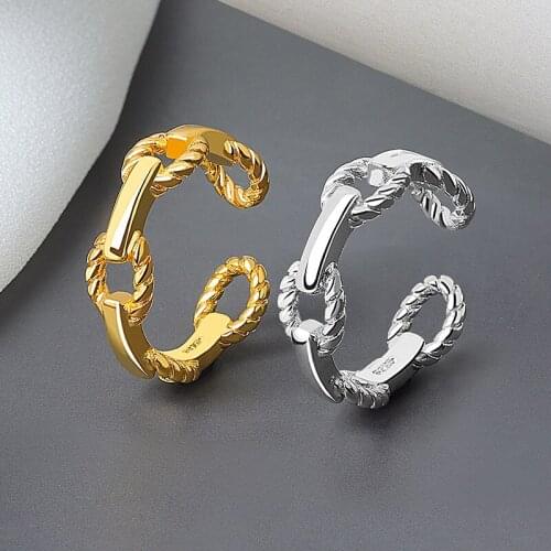 KSRA Gothic Gold Twist Open Ring For Women Trendy Brass INS Adjustable Joint Statement Rings Female Jewelry New