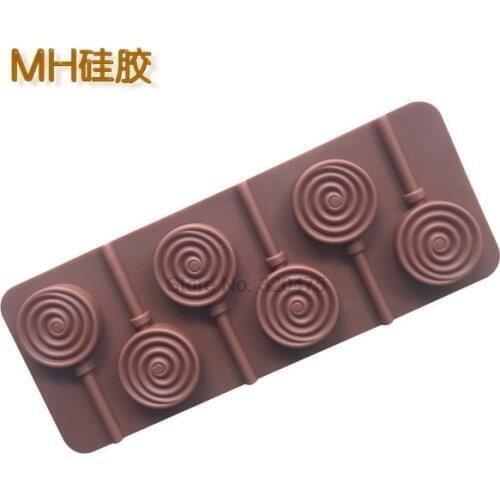 By dhl 200pcs practical Lollipop mold silicone mould 6 lattices in circles DIY chocolate molds ice cube mold