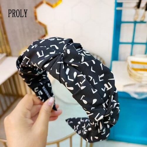PROLY New Fashion Women Hairband Wide Side Flower Point Headwear Adult Casual Turban Summer Hair Accessories Wholesale