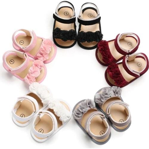 Sweet Newborn Infant Baby Girl PU Leather Flower Sandals Summer Pram Shoes