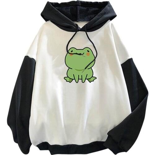 Sweater Woman Pullovers Striped Jumper Warm Teen Gril Sweaters New Stitching Cute Plus Velvet Long-sleeve Hooded Sweatshirt Top