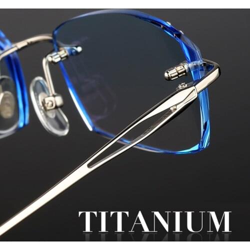 Titanium Frames Rimless Glasses Korean For Men Eyeglasses Luxury Male Complete Spectacle Prescription Computer Eye Glasses 651