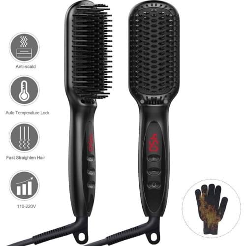 Hair Straightener Men Beard Comb Tourmaline Ceramic Hair Curler Brush Hair Comb Straighteners Curling Hair Iron Hair Brush