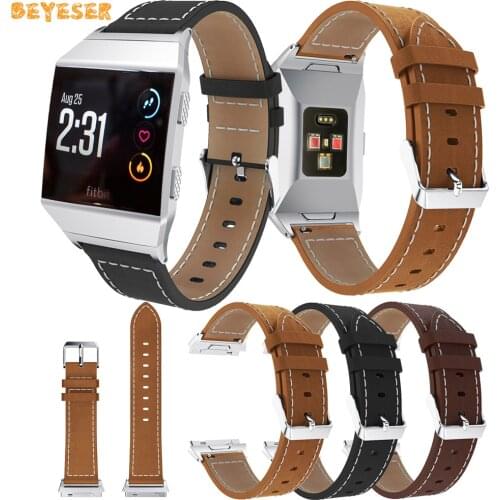 Premium Sweatproof Leather Wristband For Fitbit Ionic Smart Watch Replacement Breathable Strap Adjustable Bracelet Accessories