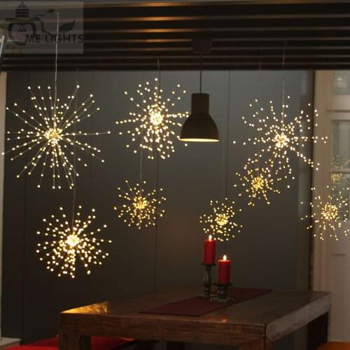 Funny 200-LED Battery Operated Remote Control Copper Wire Fireworks Starburst String Lights Home Bedroom Patio Party Decoration