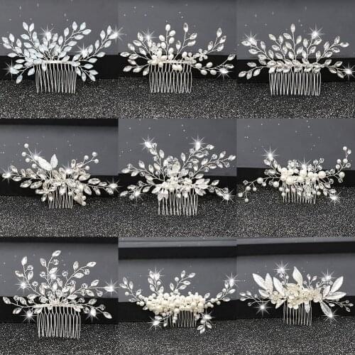 Hair Accessories For Women Pearl Rhinestone Hair Comb Wedding Hair Accessories Silver Color Womens Accessories Hair Jewelry