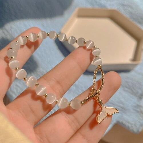 Fish Tail Pendant girl Bracelet Korean Opal Cold Style Bangles Female Fashion Personality Simple Niche Temperament Hand Jewelry