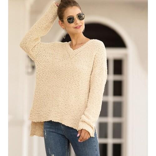 Winter Clothes Woman Sweaters V-neck Split Pullover Ropa Mujer Computer Knitted Cashmere Irregular Jumper Plus Size New 2020