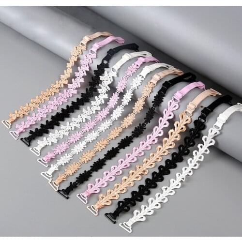 1Pair Fashion Wide Lace Flower Bra Straps Female Women Girls Adjustable Bra Straps Sexy Shoulder Strap Intimates Accessories