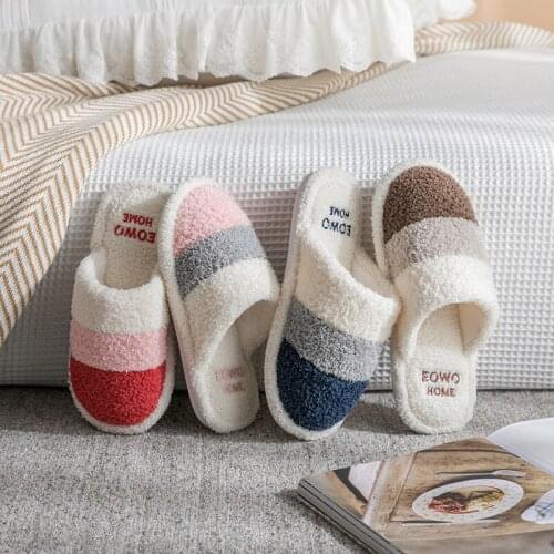2021 New Plush Slippers Women Winter Non-slip Couple Home Warm Cotton Slippers Home Indoor Mens Cotton Shoes