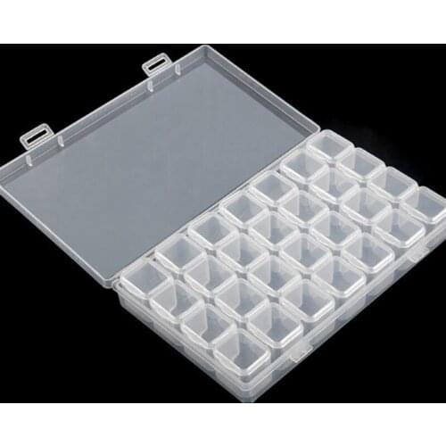 28 Slots Diamond Painting Kits Plastic Storage Box Nail Art Storage Box Rhinestone Tools Beads Storage Box Organizer Holder Kit