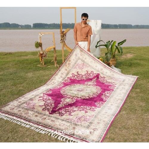 2x3m Living room purple carpet handmade knotted china silk carpet (YL1184A)