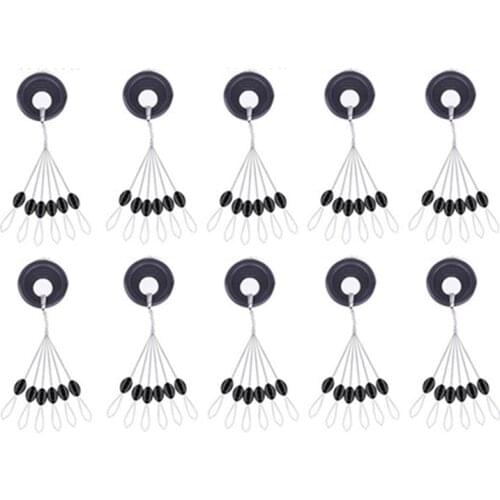 60pcs 10 groups/set Black / Luminous Rubber Stopper Weight Stoppers M Size Oval Float Fishing Bobber Space Bean B460