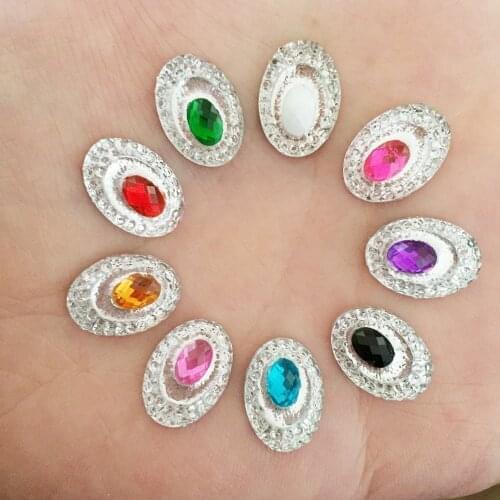 80pcs Resin 10*14mm Bling Oval Peacock eye flat back rhinestone Ornaments /Wedding appliques DIY D59*2