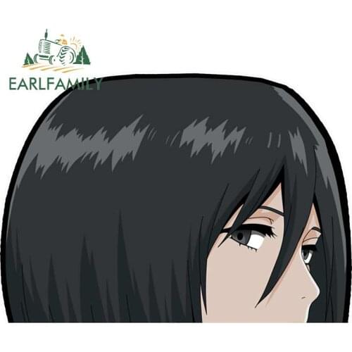 EARLFAMILY Car Sticker for MKS01 Mikasa AoT Ackerman Anime Peeking Fine Decal Motorcycle Waterproof DIY Occlusion Scratch