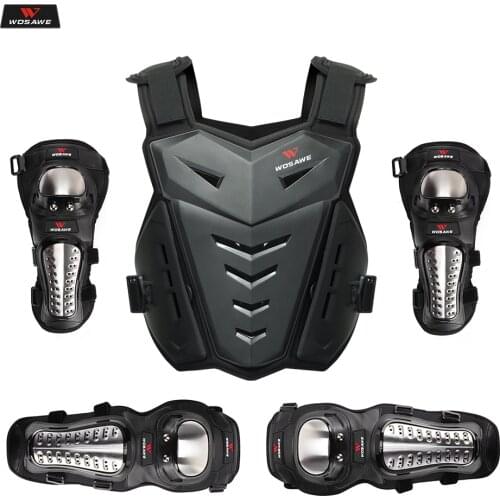 WOSAWE Adults Motorcycle Jakcet Body Armor Motorcycle Elbow & Knee Pads Suit Moto Motocross Vest Protective Gear Protectors Set
